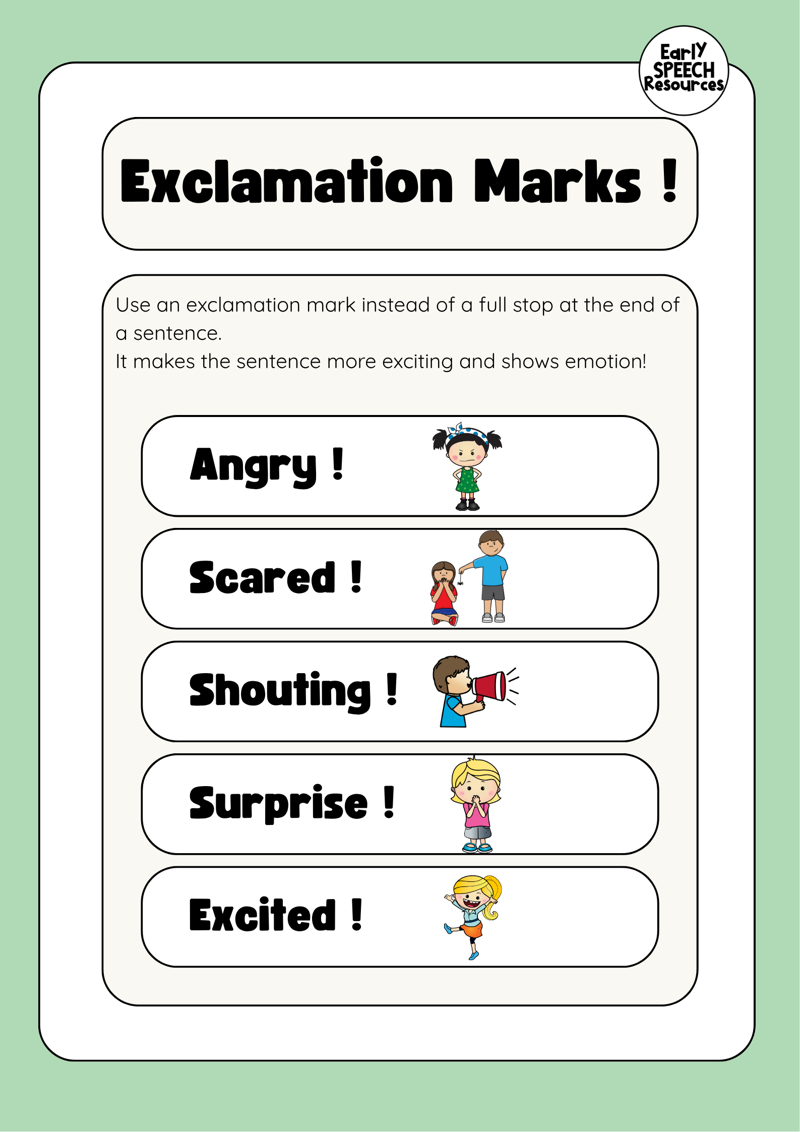 Basic Punctuation Workbook – Early Speech Resources
